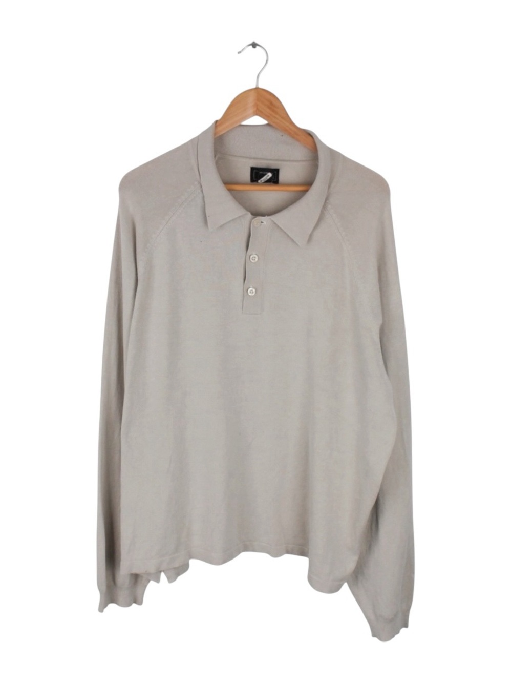 Cezani Silk Blend Knit Polo Shirt Long Sleeve Gray Men's‎ Size XL